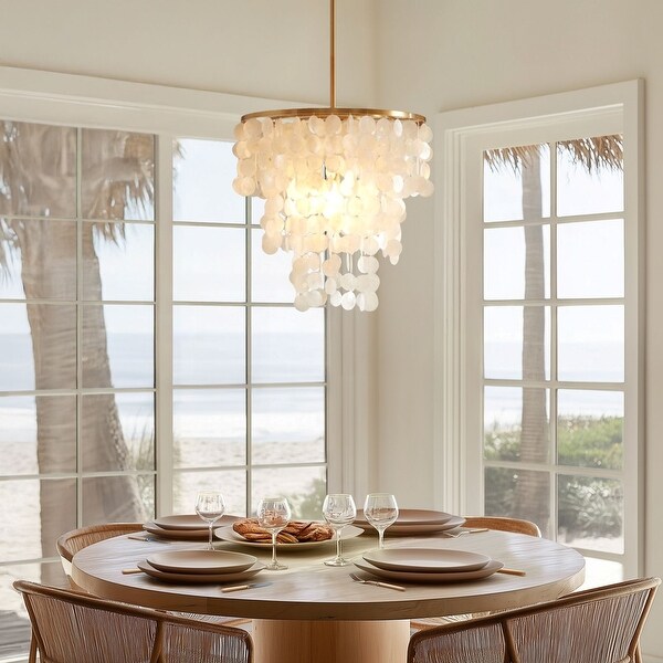大特価!! INK+IVY Isla Dimmable Layered Capiz Chandelier - On Sale ジャケット・アウター